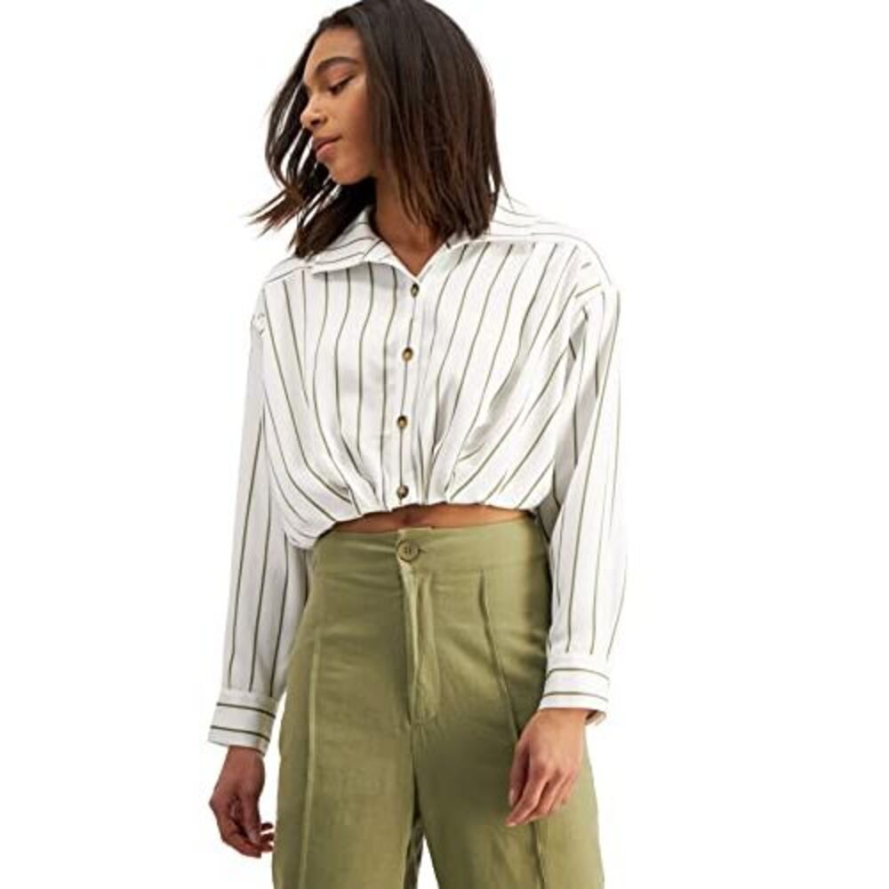 And Now This Now This Womens Cotton Cropped Shirt - Picture 2 of 3